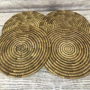 Woven Wicker Rattan 14.5" Round Charger Placemats Lot of 4